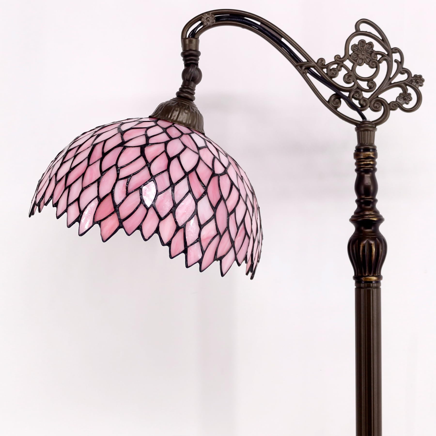 WERFACTORY Tiffany Floor Lamp Stained Glass Wisteria Arch Reading
